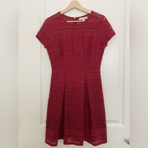 Francesca’s Red Lace Short-Sleeve Dress - Size Small